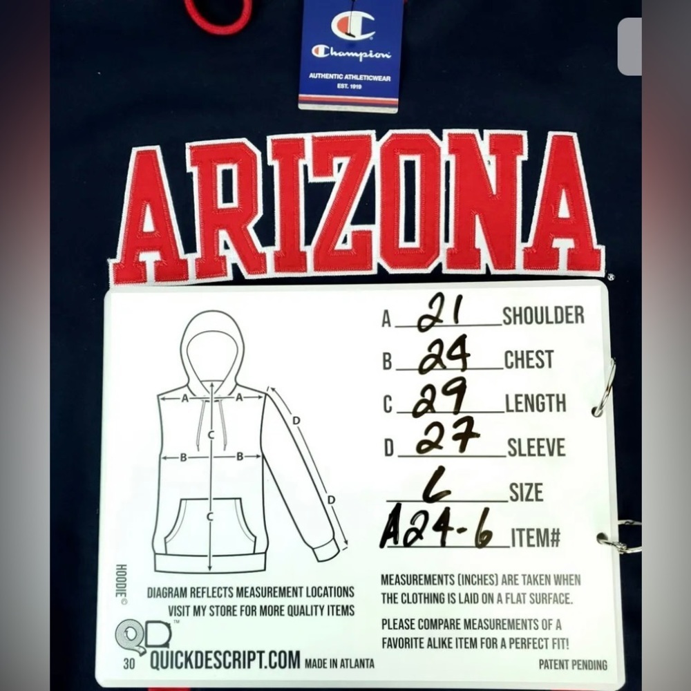 NWT-Champion Arizona wildcats college logo hooded sweatshirt size large - Picture 8 of 8